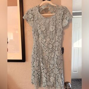 Lulu’s Elegant Lace Dress in Light Blue